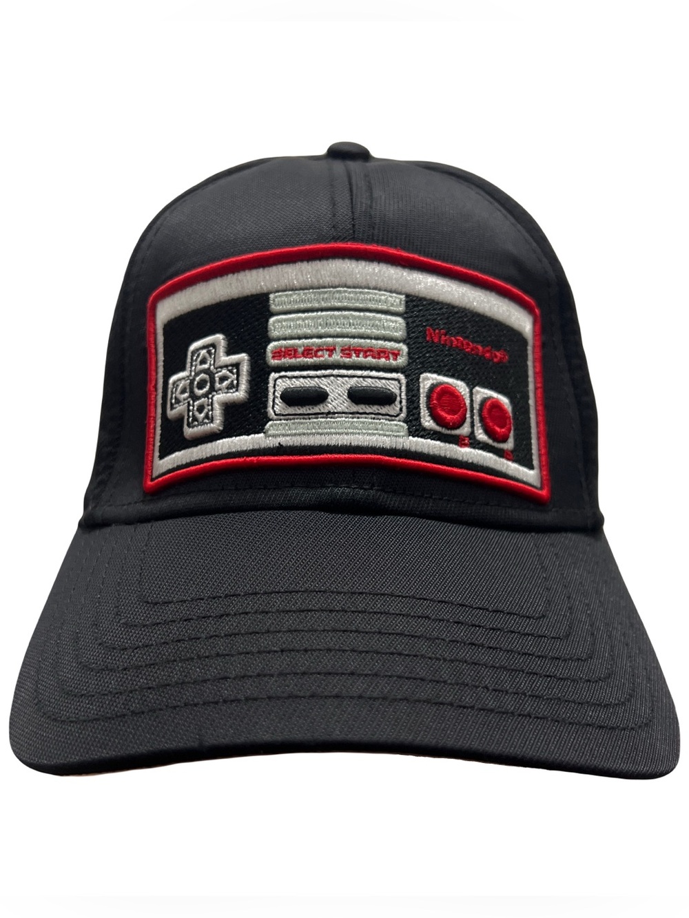 Nintendo NES controller embroidered Cap | Black Red | Elastic Band | OSFM